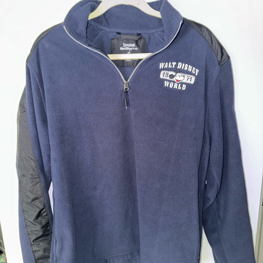 Disney Blue Zip Up Sweater with Elbow Patches